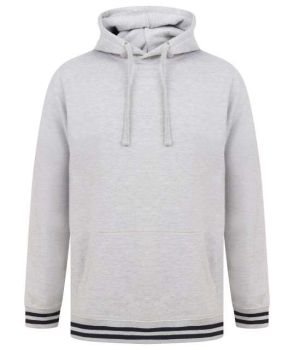 HOODIE WITH STRIPED CUFFS Heather Grey/Navy M