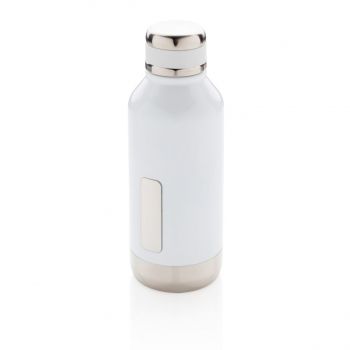 Nepriepustná termo fľaša s plieškom na logo biela