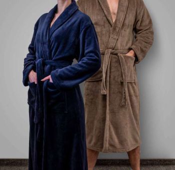 OLIMA CORAL FLEECE BATHROBE Charcoal Grey M/L