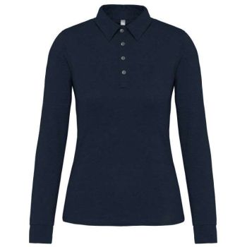 LADIES' LONG SLEEVE JERSEY POLO SHIRT Navy M