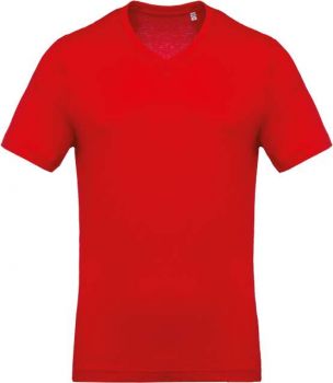 MEN'S SHORT-SLEEVED V-NECK T-SHIRT Red L