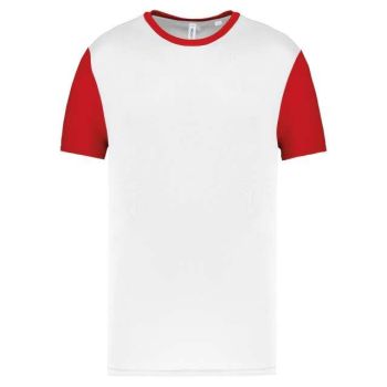 ADULTS' BICOLOUR SHORT-SLEEVED T-SHIRT White/Sporty Red S