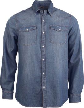 MEN'S LONG-SLEEVED DENIM SHIRT Blue Jean L