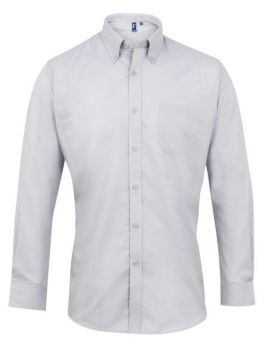 MEN’S LONG SLEEVE SIGNATURE OXFORD SHIRT Silver 3XL/4XL