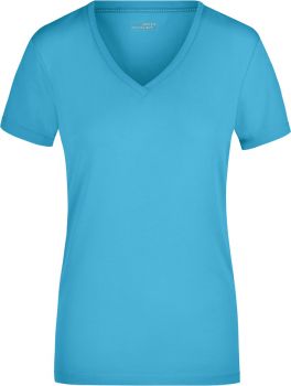 James & Nicholson | Dámské elastické tričko s výstřihem do V turquoise XXL