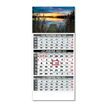 Plánovací kalendár ŠTANDARD 3M sivý 2024  Obrázok H