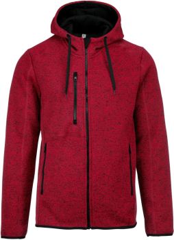 Kariban ProAct | Pánská melanžová pletená fleecová bunda s kapucí red melange XXL