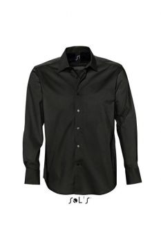 SOL'S BRIGHTON - LONG SLEEVE STRETCH MEN'S SHIRT Black S