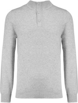 PREMIUM BUTTON NECK JUMPER Light Grey Heather XS