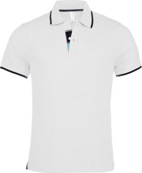 Kariban | Pánské kontrastní piqué polo white/navy/white S