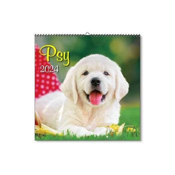 Nástenný kalendár Psy štvorec 2024