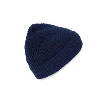 KNITTED BEANIE WITH RECYCLED YARN Dark Indigo Heather U