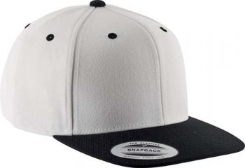 FLAT PEAK CAP - 6 PANELS White/Black U