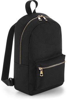 BagBase | Mini batoh s kovovým zipem black/gold onesize