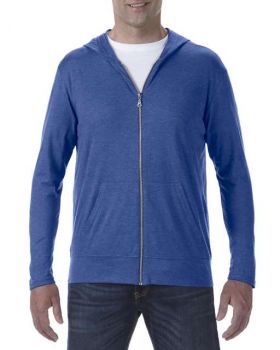 ADULT TRI-BLEND FULL-ZIP HOODED JACKET Heather Blue S