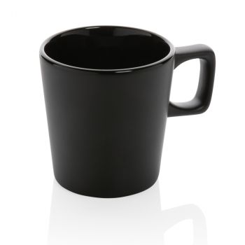 Moderný keramický hrnček na kávu čierna, čierna