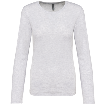 LADIES' LONG-SLEEVED CREW NECK T-SHIRT Ash Heather 2XL