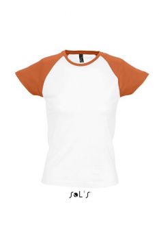 SOL'S MILKY - WOMEN'S 2-COLOR RAGLAN SLEEVES T-SHIRT White/Orange 2XL