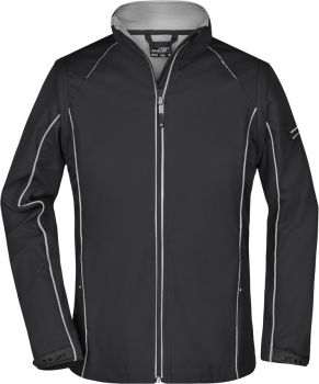 James & Nicholson | Dámská 3-vrstvá softshell bunda, odepínací rukávy black/silver M