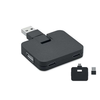 SQUARE-C 4portový USB rozbočovač black