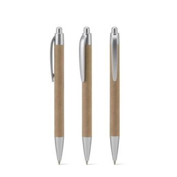 KYRA. Guľôčkové pero vyrobené zo 100 % recyklovaného papiera a detailov z recyklovaného ABS (100 % rABS) Svetlošedá