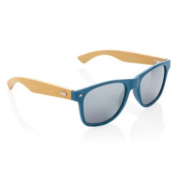 Slnečné okuliare z bambusu a pšeničnej slamy modrá