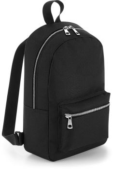 BagBase | Mini batoh s kovovým zipem black/silver onesize