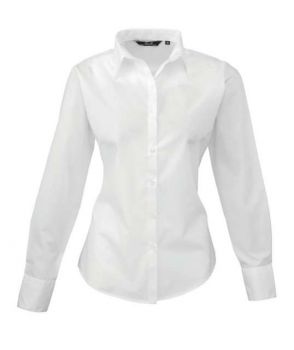 WOMEN'S LONG SLEEVE POPLIN BLOUSE White M