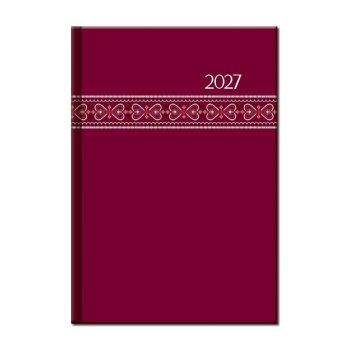 Týždenný diár A5 FOLK červený 2027