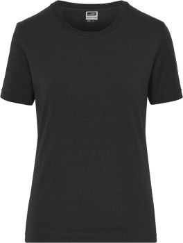 James & Nicholson | Dámské pracovní elast. tričko z bio bavlny - Solid black XL