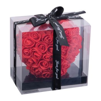 Umelé ruže v tvare srdca Červená