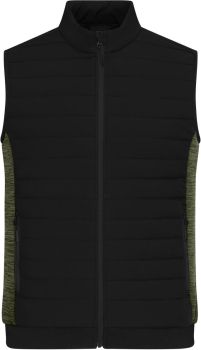 James & Nicholson | Pánská vesta s podšívkou black/olive melange 3XL