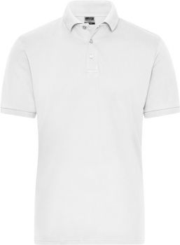 James & Nicholson | Pánské pracovní elast. polo z bio bavlny - Solid white XL