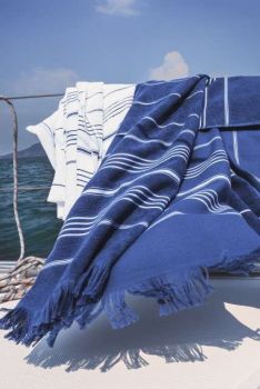 OLIMA STRIPED BEACH&amp;SPA PESHTEMAL TOWEL Light Navy/White 90X170