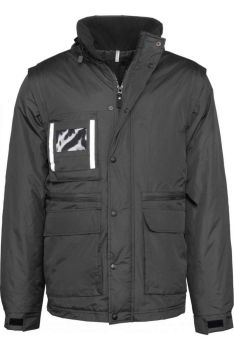 DETACHABLE-SLEEVED WORKWEAR PARKA Black L