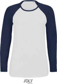 SOL'S | Dámské raglánové tričko s dlouhým rukávem white/navy S