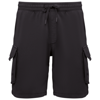 MEN’S FRENCH TERRY WASHED  EFFECT CARGO SHORTS Washed Black M