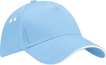 Beechfield | 5 panelová sandwich kšiltovka sky blue/white onesize