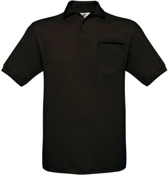 B&C | Piqué polo s náprsní kapsou black M