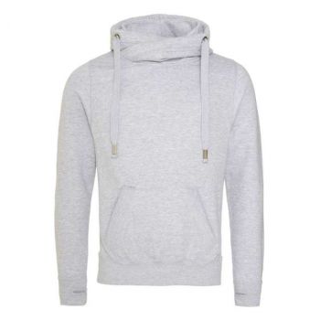 CROSS NECK HOODIE Heather Grey S