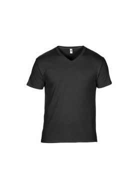 ADULT FEATHERWEIGHT V-NECK TEE Black L