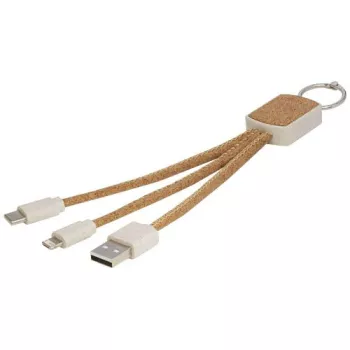 Napájecí kabel z pšeničné slámy a korku Bates 3-v-1 přírodní