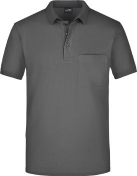 James & Nicholson | Piqué polo s náprsní kapsou graphite XXL