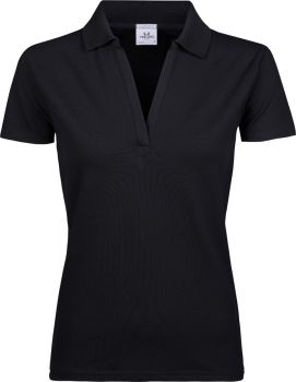 Tee Jays | Dámské luxusní elastické polo s výstřihem do V black S