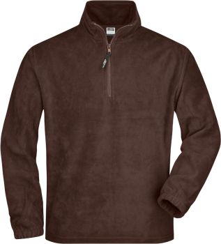 James & Nicholson | Fleecový svetr s 1/4 zipem brown L