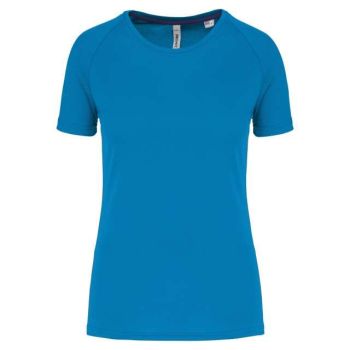 LADIES' RECYCLED ROUND NECK SPORTS T-SHIRT Aqua Blue M