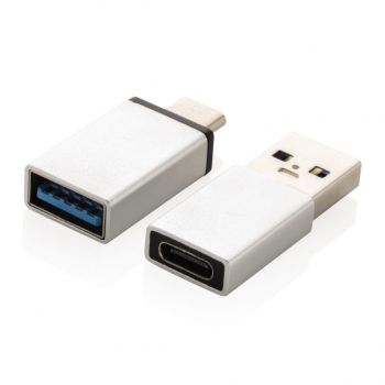 Sada adaptérov USB A/USB C strieborná