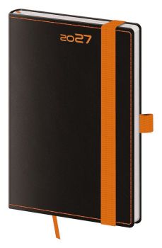 Vreckový diár A6 Black Orange s pútkom