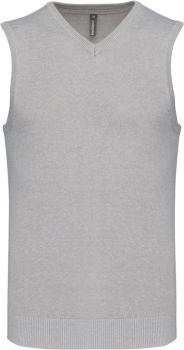 Kariban | Pánská svetrová vesta s výstřihem do V grey melange 4XL