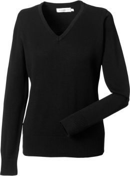 Russell | Dámský pletený svetr s výstřihem do V black XL